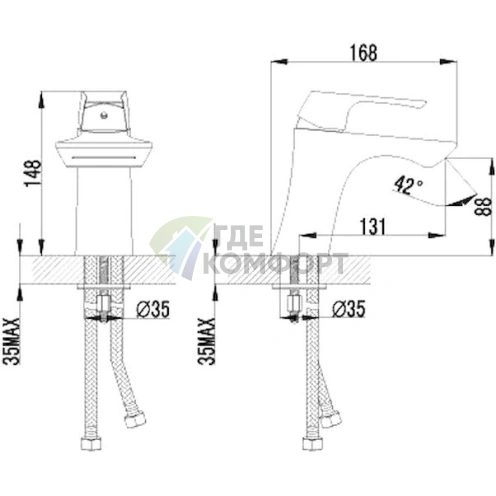 Смеситель Lemark Unit LM4546C для умывальника с хромовым покрытием и однорычажным механизмом - фото 2