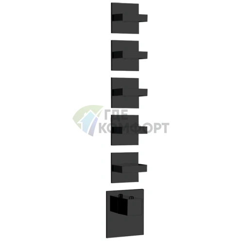 Встраиваемый термостат Gessi Rettangolo с 5 выходами, подключение 3/4, черный (43220#299) - фото 1