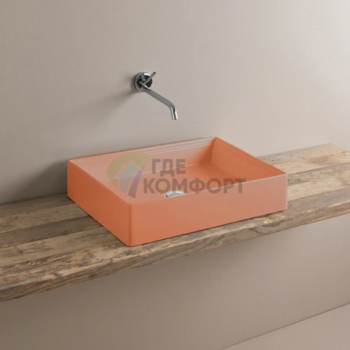 Накладная раковина Artceram Scalino 38×55 см без отверстий и слива в цвете arancio cammeo (SCL002 13 00 arancio cammeo) - фото 1