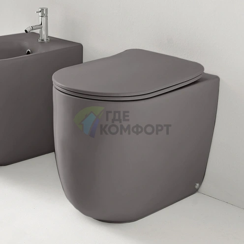 Унитаз подвесной Kerasan Nolita безободковый 55x35 см, цвет Ferro matt (531889) - фото 1