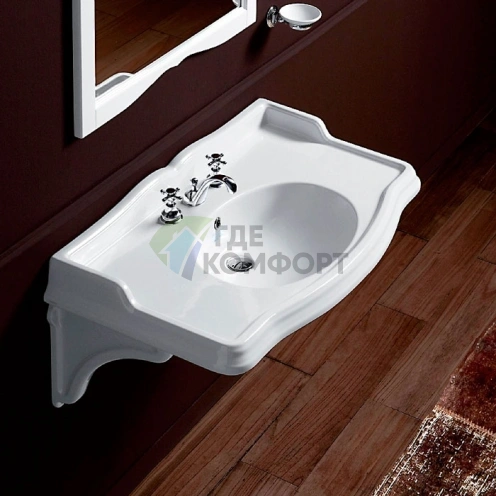 Раковина-консоль SIMAS Arcade 105, 105x56 см, 3 отв. под смеситель (2отв. выбитых вручную), цвет: белый - фото 1