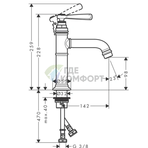 Смеситель для раковины AX Montreux: полированное золото, 100 мм, излив 147 мм (16516990) - фото 2