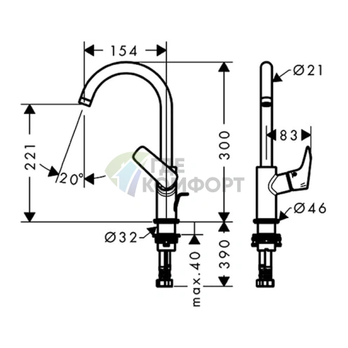 Смеситель для раковины Hansgrohe Logis с донным клапаном и поворотным изливом, хром (71130000) - фото 2