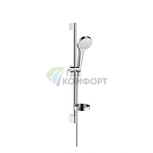 Душевой набор HG Croma Select S: штанга 650 мм, ручной душ с 3 режимами, мыльница, цвет белый/хром (26566400) - фото 1