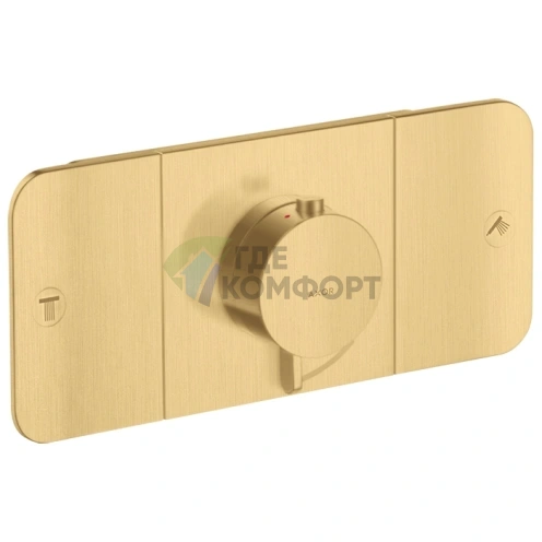 Встраиваемый термостат для душа AX One на 2 источника и 1 дополнительный потребитель в шлифованном золоте (45712250) - фото 1