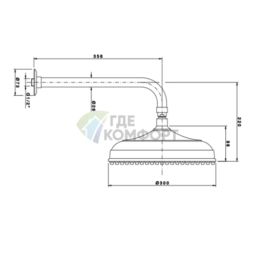 Верхний душ Nicolazzi Doccia, 30 см, хром (5704CR30) - фото 2
