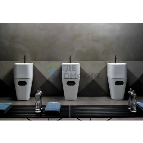 Подвесная раковина AZZURRA TANDEM 44x43 см с бельевой корзиной, белый - фото 4