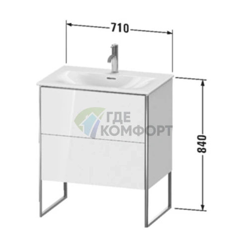 Тумба напольная Duravit XSquare под раковину с двумя ящиками, Black High Gloss (XS452304040) - фото 2
