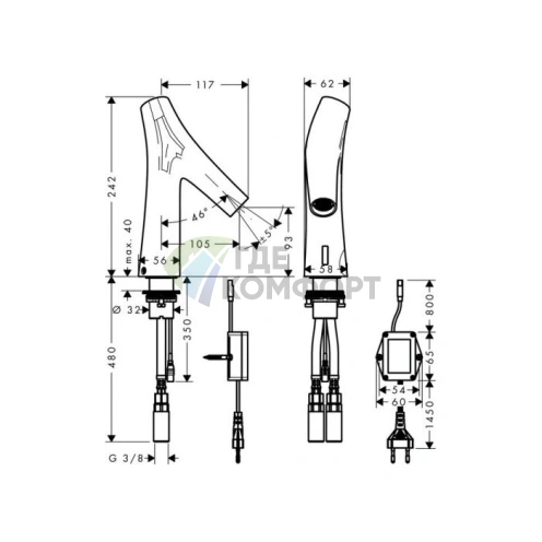 Электронный смеситель для раковины AX Starck Organic с хромированным покрытием (12174000) - фото 2