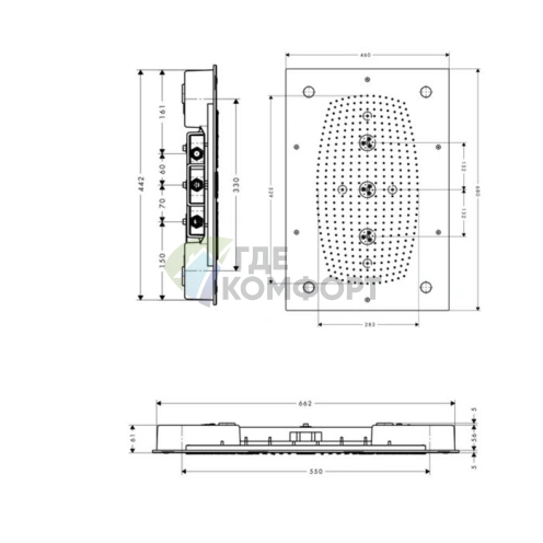 Потолочная душевая система с подсветкой HG Raindance Rainmaker 680x460 хром (28418000) - фото 2