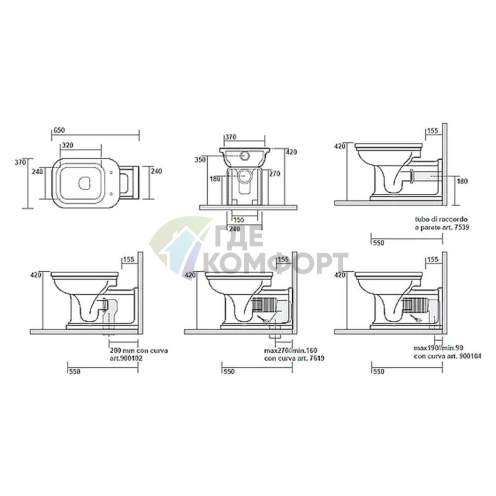 Унитаз приставной Kerasan Waldorf 65 см - фото 5