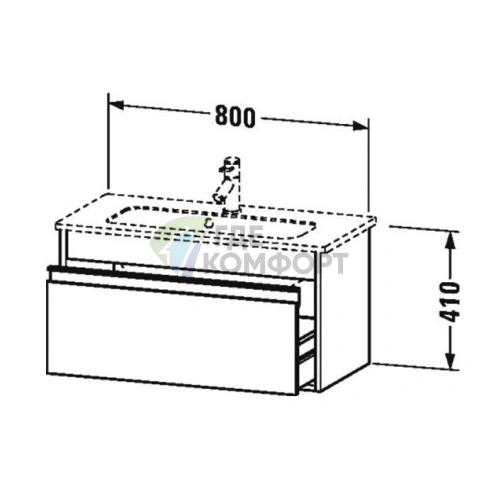 База под раковину Duravit Ketho 410x800x385 с выдвижным ящиком, серо-коричневый (KT642309191) - фото 2