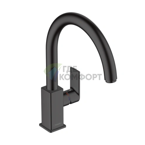 Кухонный смеситель Hansgrohe Vernis Shape M35 матовый черный однорычажный (71871670) - фото 1