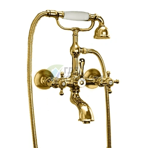 Смеситель для ванны Kerasan Retro с душем в золотом исполнении (739491 oro) - фото 1