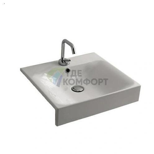 Раковина KERASAN Cento 50x45 полувстраиваемая белая с 1 отверстием под смеситель (3546bi*1) - фото 1