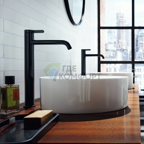 Смеситель для раковины AX One 260 с незапорным сливом, матовый черный (48002670) - фото 1