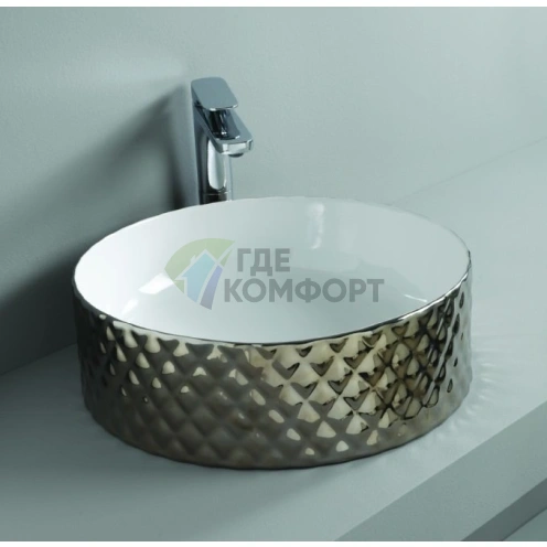 Раковина Artceram ROMBO накладная 44 см без отв под смесительитель без слив перелива цвет белый-платина - фото 1