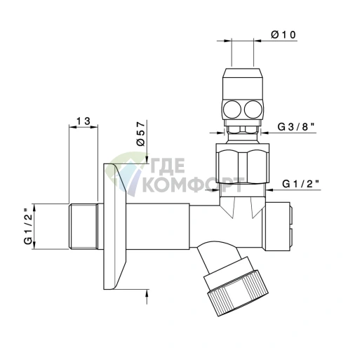 Угловой вентиль Nicolazzi Complementi для подводки, комплект 2 шт, бронза (5578BZCOPPIA) - фото 2