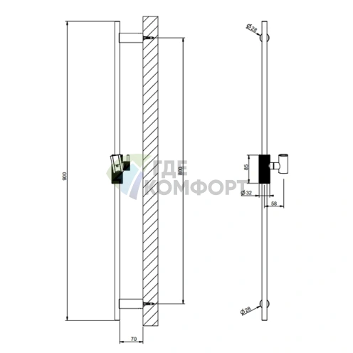 Душевая штанга Gessi Ingranaggio в цвете Finox Brushed Nickel (63585#149) - фото 2