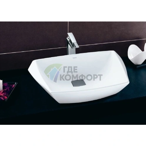 Накладная раковина TOTO Jewelhex 607x483 мм белая со сливным клапаном (LW681B#W) - фото 3