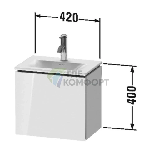 Тумба подвесная Duravit L-Cube 400 мм White High Gloss с одной дверцей (LC6133R2222) - фото 2