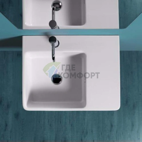 Раковина SIMAS Top накладная-подвесная 60x45 см, белая, отверстие слева - фото 1