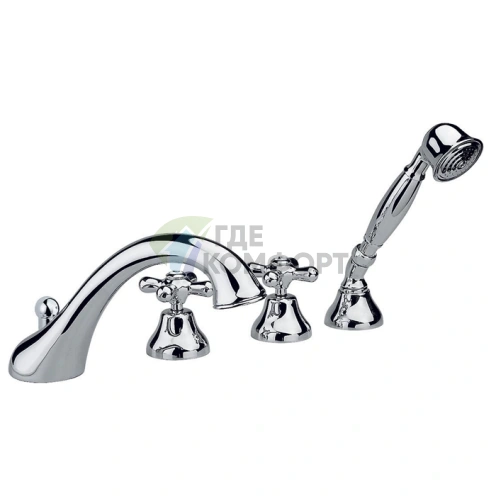 Смеситель для ванны Nicolazzi Nuova Brenta на 4 отверстия с душевой лейкой (хром) (2504CR) - фото 1