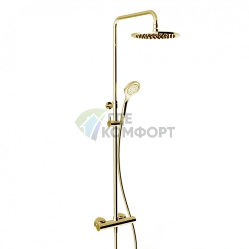 Душевая стойка GESSI Minimalistic с термостатом и верхним душем 250 мм в золотом цвете Gold PVD (35175#246) - фото 1