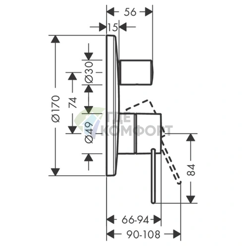 Встраиваемый однорычажный смеситель AX Uno для ванны: шлифованный никель (38426820) - фото 2