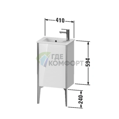 Подвесная тумба Duravit XViu 594x410x290 мм, белый глянцевый/champagne matt (XV4480RB122) - фото 2