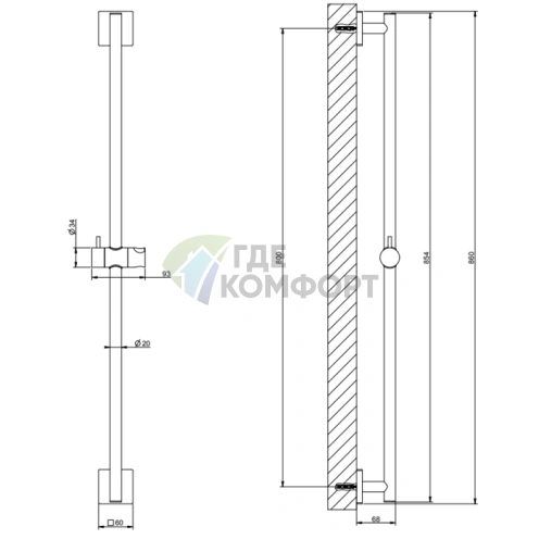 Душевая штанга GESSI Rilievo хром (59244#031) - фото 2