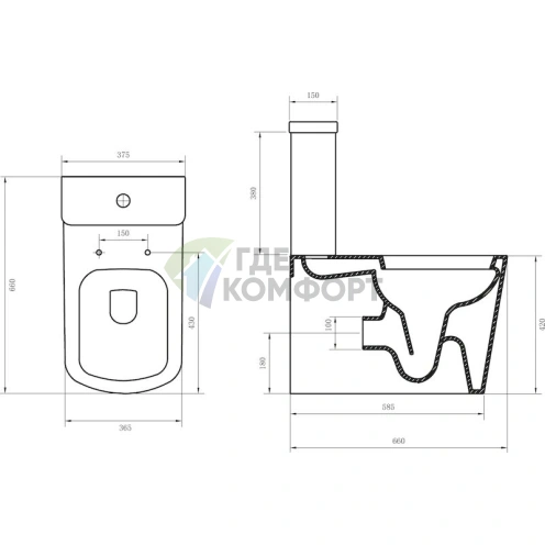 Компактный унитаз BelBagno Albano с прямым сливом - фото 5
