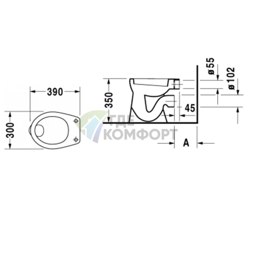 Унитаз напольный Duravit Duraplus Bambi для детей: компактный, с независимым подключением, белый (106090000) - фото 2