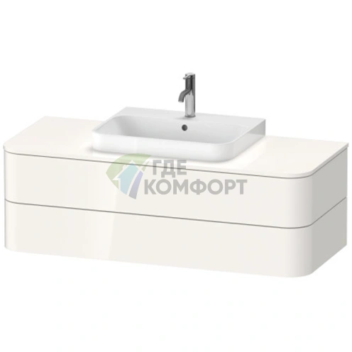 Подвесная тумба Duravit Happy D.2 Plus 408x1300 мм, 2 ящика, глянцевый белый (HP497202222) - фото 1