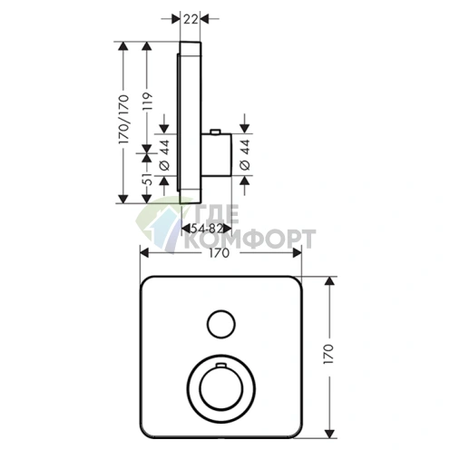 Термостатический смеситель для душа AXOR с запорной кнопкой в цвете шлифованное красное золото (36705310) - фото 2