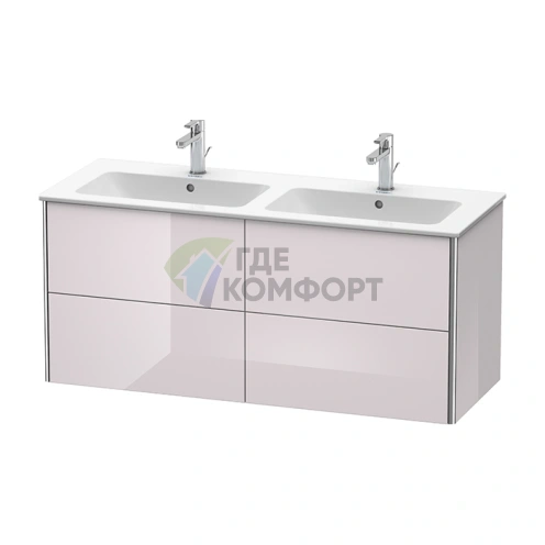 База под раковину Duravit XSquare 1280 мм с 4 выдвижными ящиками, цвет глянцевый бело-сиреневый (233613) (XS417502727) - фото 1