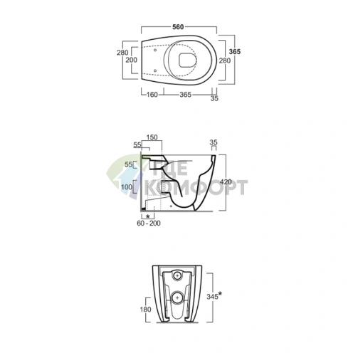 Унитаз приставной Rimless SIMAS VIGNONI 560х365 мм с универсальным сливом (VI01 tela matt) - фото 2