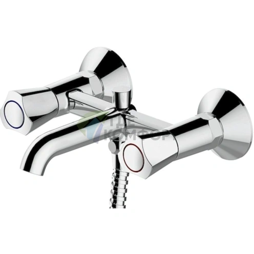 Смеситель для ванны с душем Bravat Duo F6133186CP-B-RUS в цвете шампань - фото 2