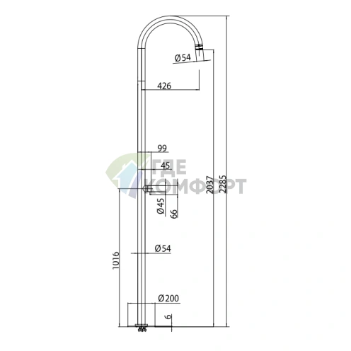 Душевая колонна BOSSINI AQUABAMBU напольная уличная с прогрессивным смесителем (L00370.030) - фото 2