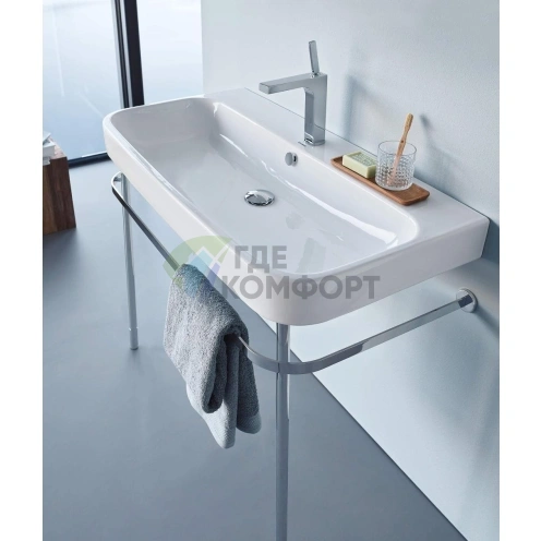 Раковина Duravit Happy D2 для мебели 1000x505 мм, белая, без отверстий, с заглушкой для перелива (2318100060) - фото 2