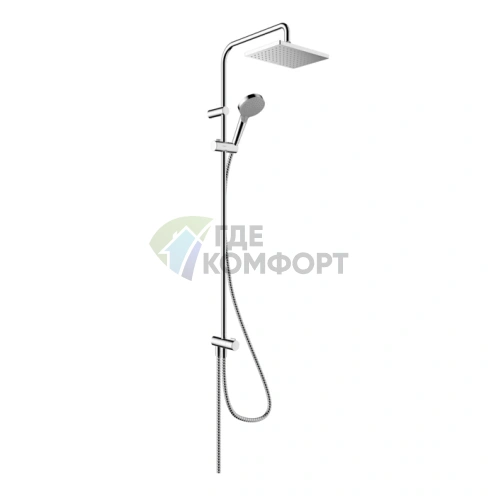 Душевая стойка HG Vernis Shape Reno EcoSmart 230 мм с верхним душем, хром (26289000) - фото 1