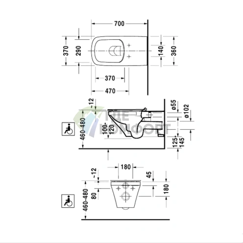 Подвесной унитаз Duravit DuraStyle Rimless безободковый с вертикальным смывом для маломобильных групп, глубина 70 см, комплект крепления Durafix (2559090000) - фото 2
