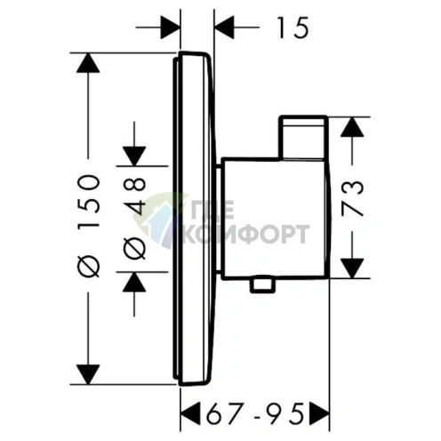 Термостат для душа Hansgrohe Ecostat S встраиваемый, хром (15756000) - фото 2
