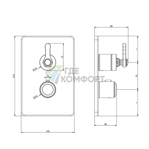 Термостатический смеситель GESSI VENTI20 с переключателем на 2 положения (хром) (65135#031) - фото 2