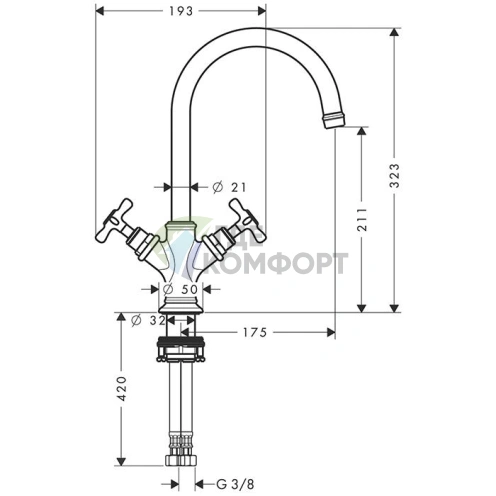 Смеситель для раковины AX Montreux: элегантный полированный черный хром (16506330) - фото 2