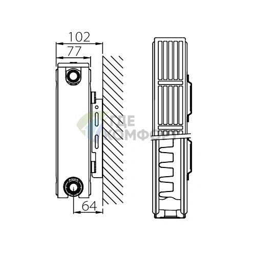 Радиатор стальной панельный Stelrad Compact 21 06 12 с боковым подключением - фото 6