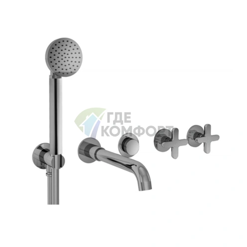 Смеситель для души Fantini Icona Classic встроенный на 2 выхода с ручным душем (хром) (53 02 R019B) - фото 1