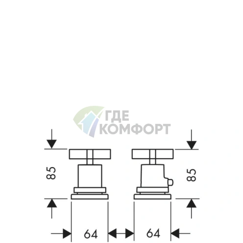 Термостатический смеситель AX Citterio для борта ванны с крестовыми рукоятками, хром (39480000) - фото 2
