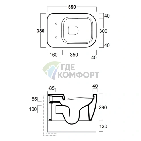 Подвесной унитаз Simas Henges безободковый 38x55 см, белый (HE18bi) - фото 2