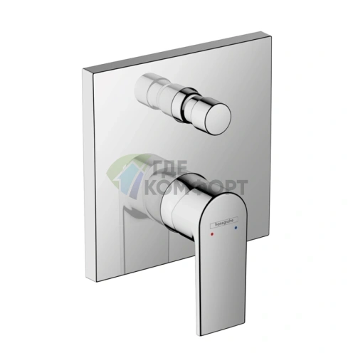 Встраиваемый смеситель для ванны Hansgrohe Vernis Shape с переключателем и защитой по EN 1717 (хром) (71469000) - фото 1